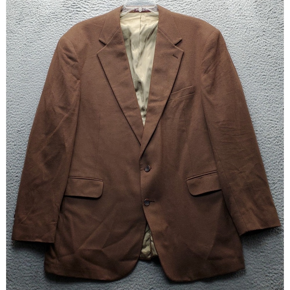 Evan Picone Blazer Jacket Men 46 Brown Lined Cashmere Wool Blend Single Breasted
